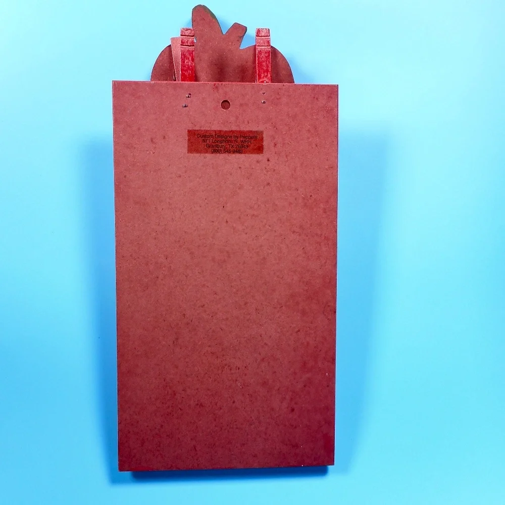 Vintage Red Apple Wood Clipboard Handmade Office Granny Core Teacher Craft w Pad